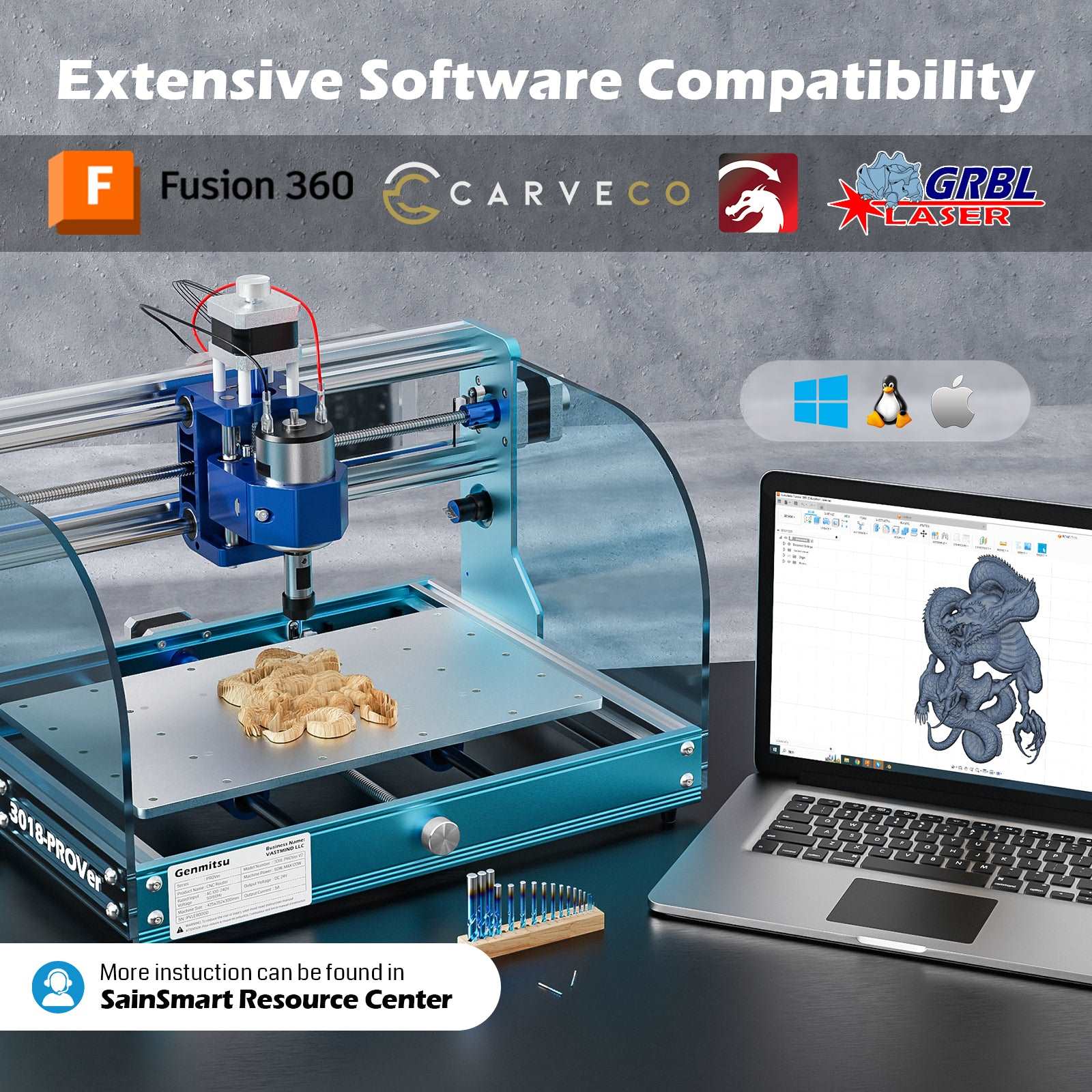 Genmitsu - 3018-PROVer V2 Semi-Assembled Desktop CNC Router Kit