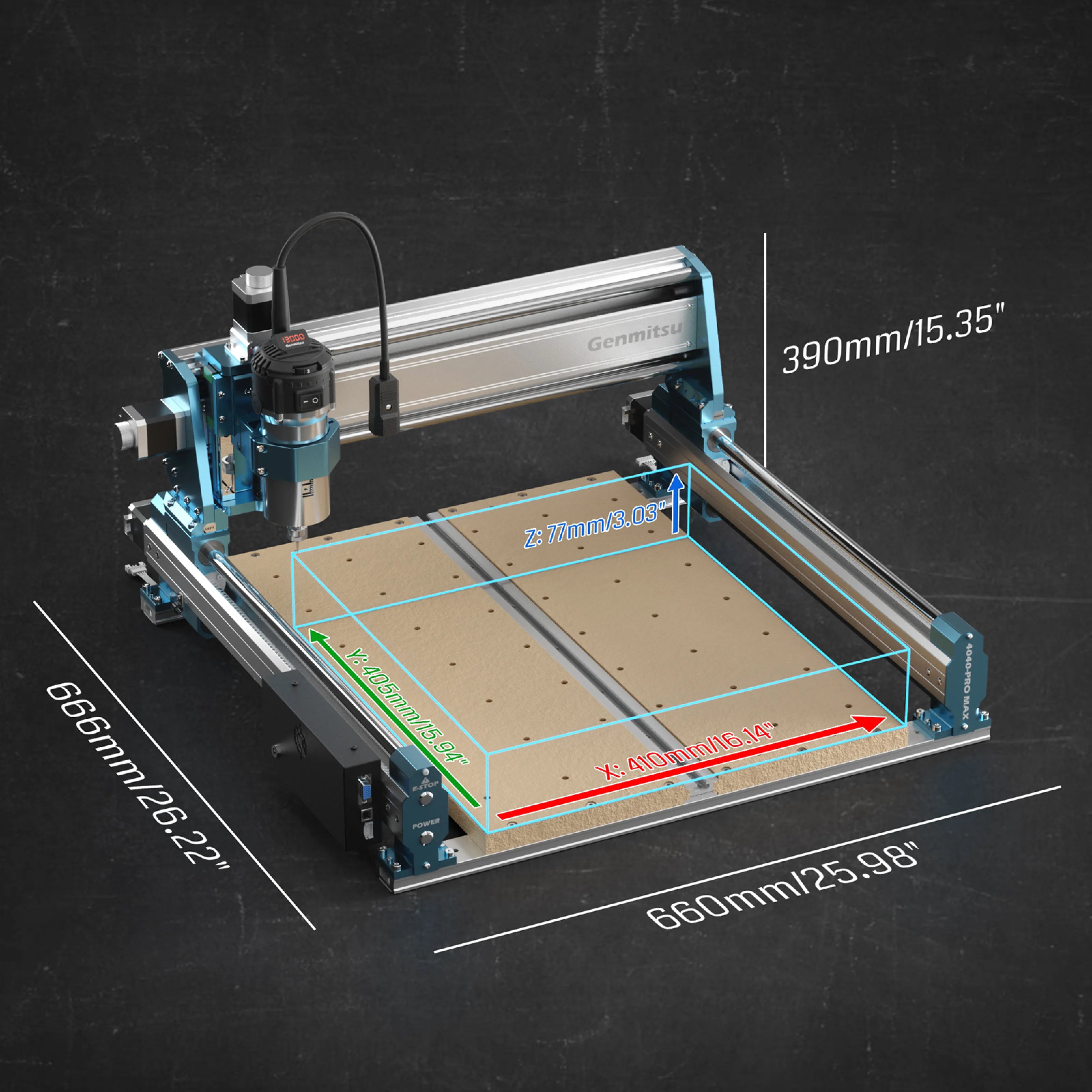 Genmitsu 4040-PRO MAX CNC Router with Vectric V-Carve & 710W Trimmer
