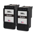 U.S. Remanufactured for Canon PG-260XL Black Ink Cartridge Twin Pack