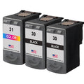 U.S. Remanufactured for Canon PG-30 2 Black / CL-31 1 Color Ink Cartridge 3-Pack