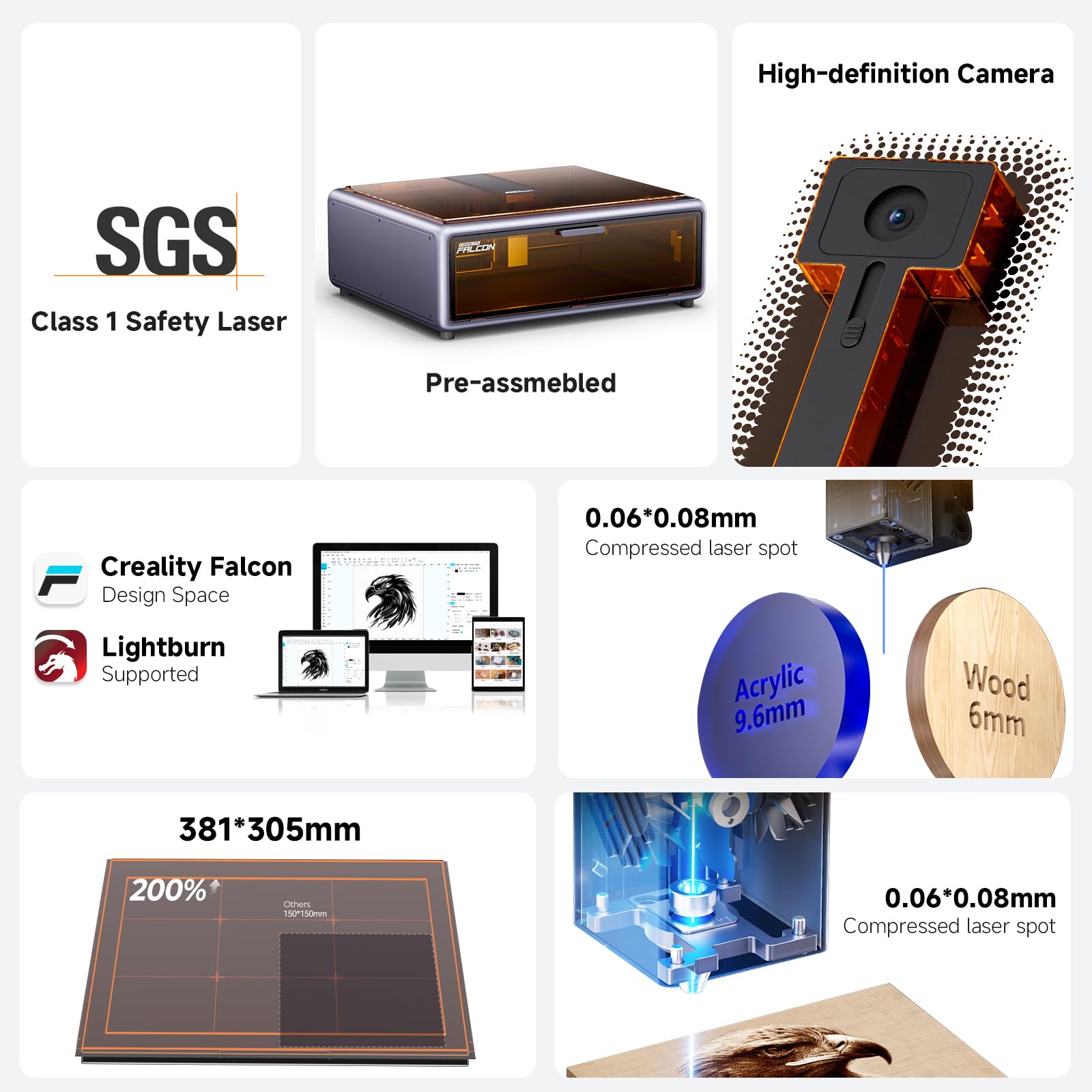 Creality - Falcon A1 10W Enclosed Laser Engraver & Cutter with HD Camera