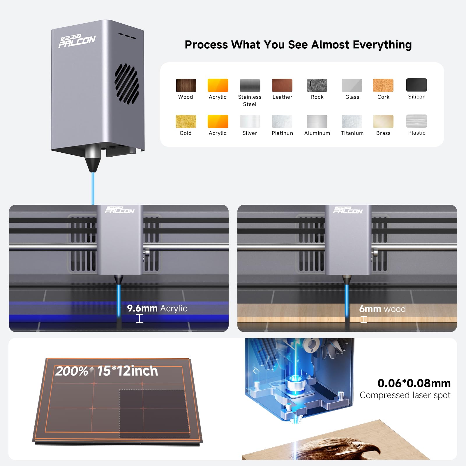 Creality - Falcon A1 10W Enclosed Laser Engraver & Cutter with HD Camera