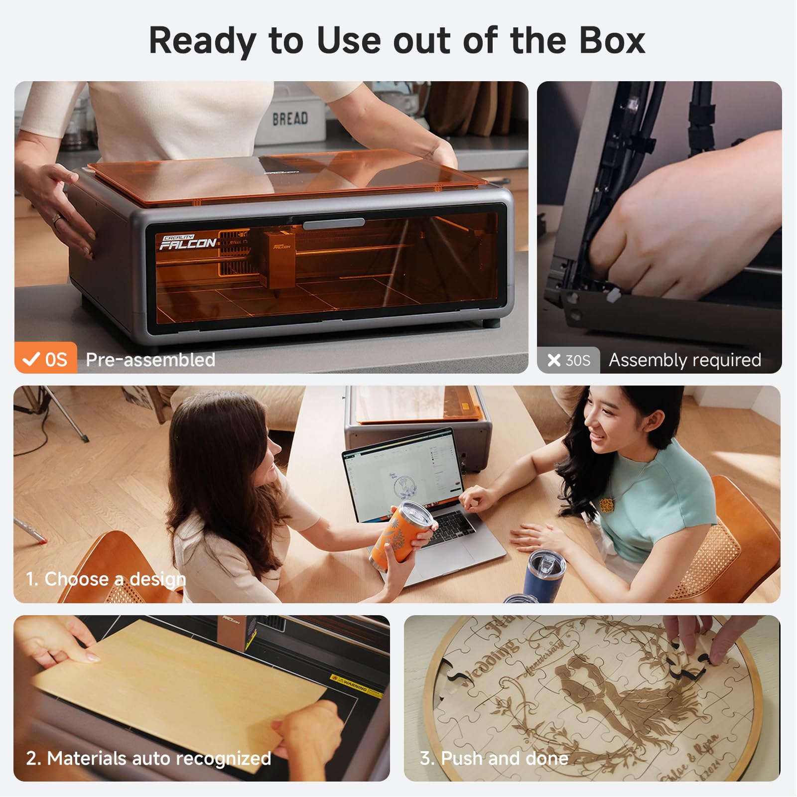 Creality - Falcon A1 10W Enclosed Laser Engraver & Cutter with HD Camera