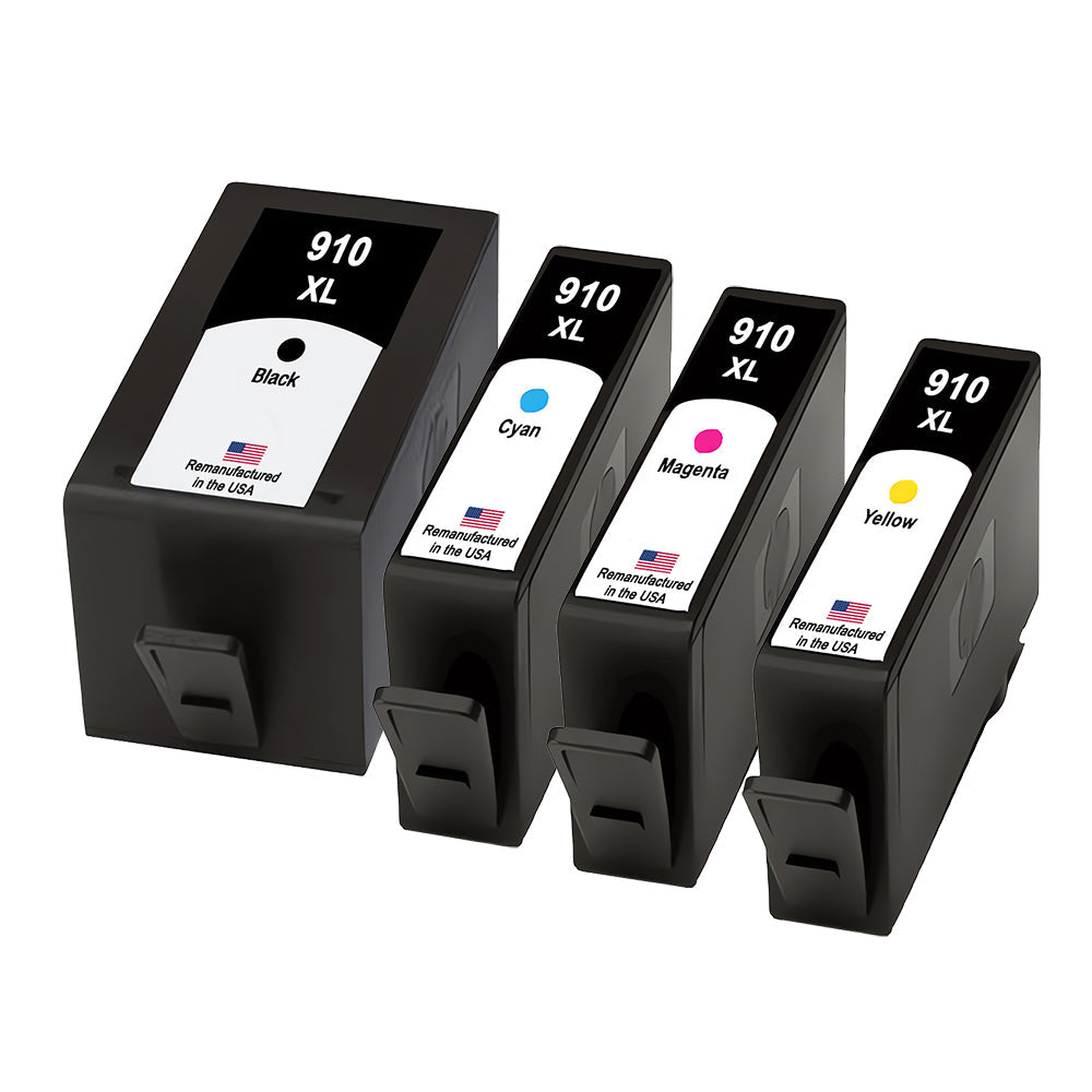 HP Compatible 910XL U.S. Remanufactured High Yield Ink Cartridges (4-Pack Combo)