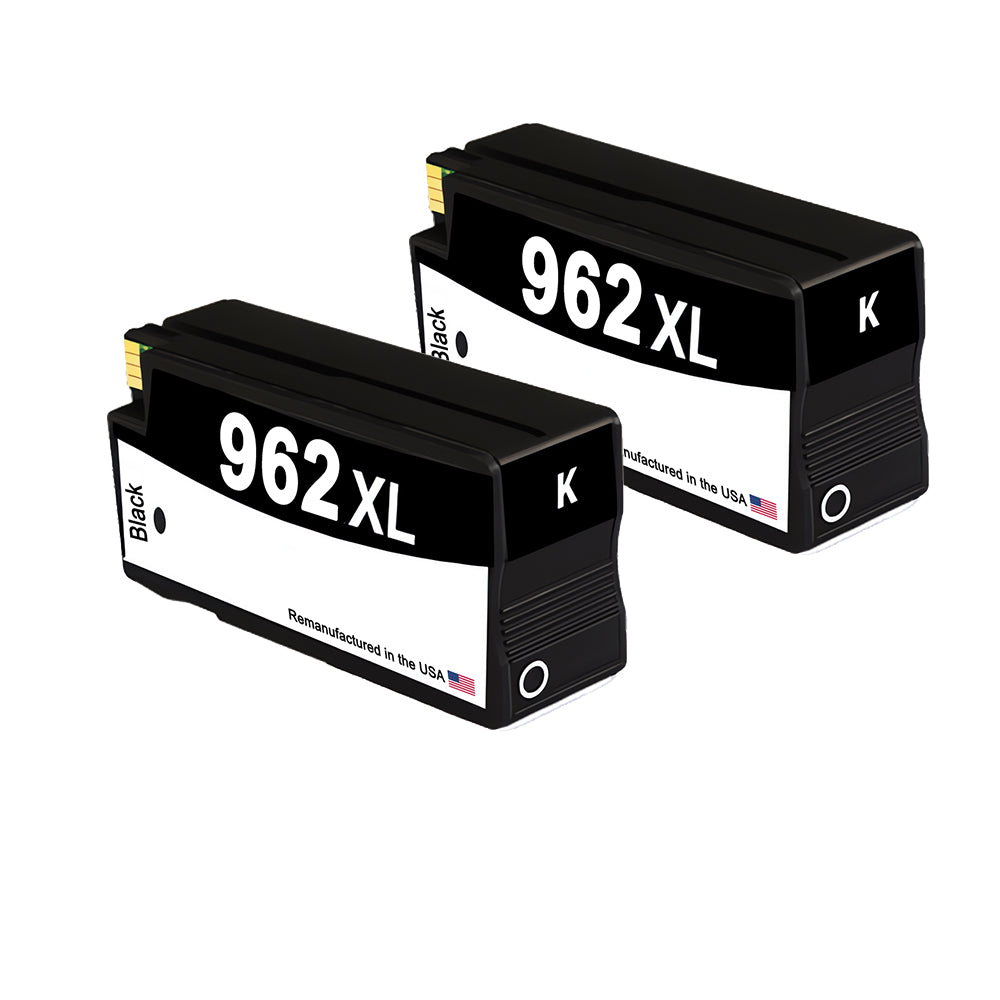 HP Compatible 962XL U.S. Remanufactured High Yield Black Ink Cartridges (Twin Pack)