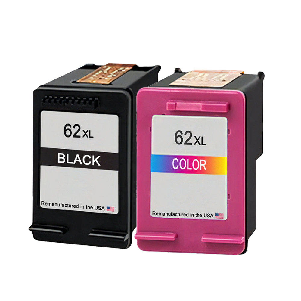 HP Compatible 62XL U.S. Remanufactured High Yield Ink Cartridges (Black & Tri-Color Combo Pack)