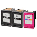 U.S. Remanufactured for HP 64XL 2 Black / 1 Tri-Color 3-Pack Ink Cartridges