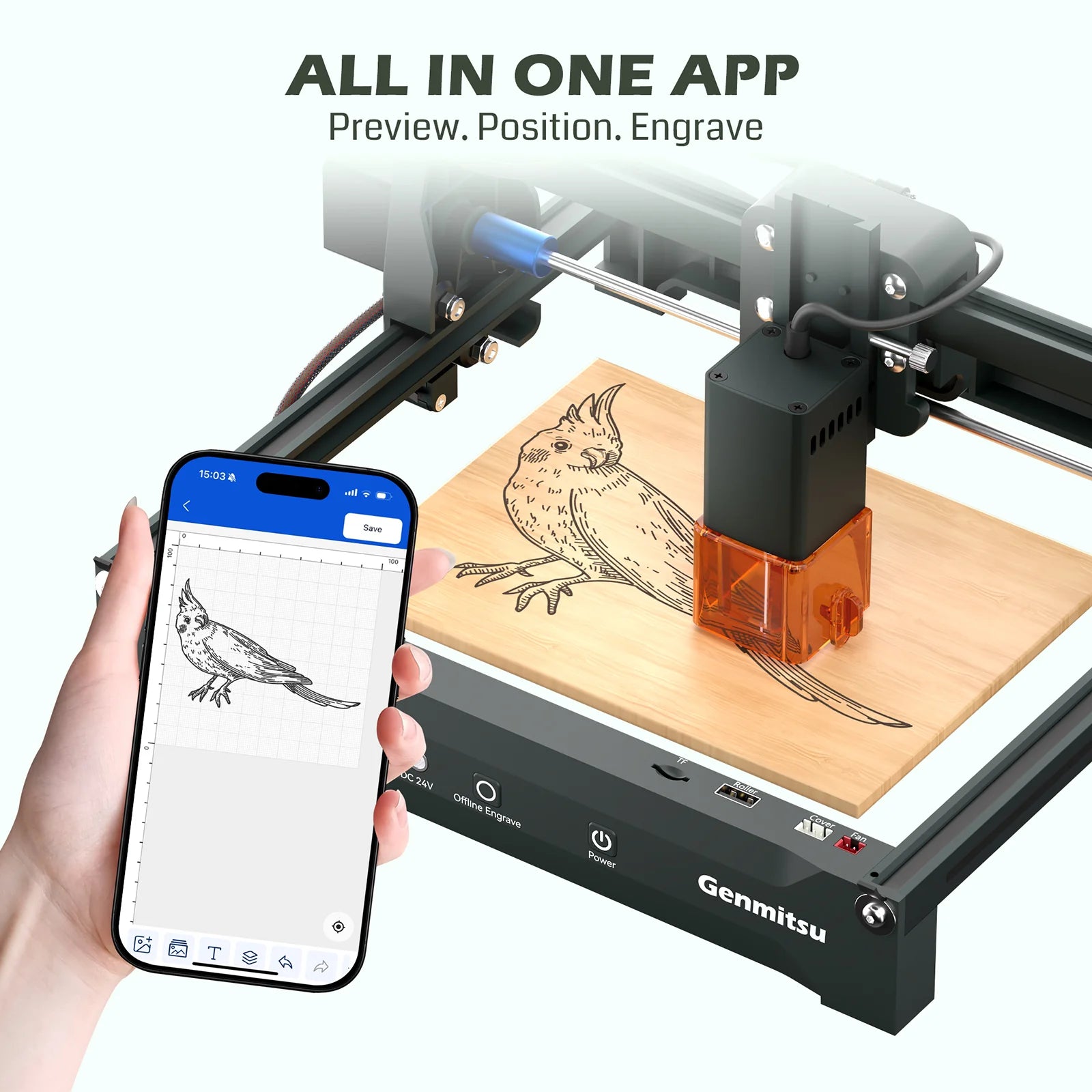 Genmitsu - Kortek Portable Enclosed Laser Engraver & Cutter