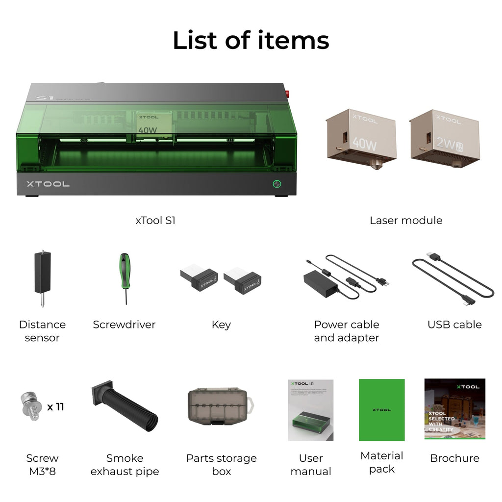 xTool S1 Enclosed Laser Engraver & 1064nm IR Module Kit