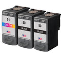U.S. Remanufactured for Canon PG-50 2 Black / CL-51 1 Color  Ink Cartridge 3-Pack