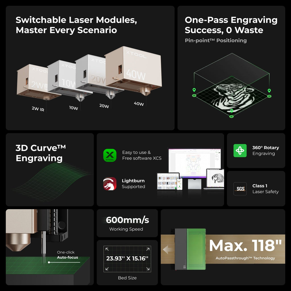 xTool S1 Enclosed Diode Laser Cutter | High-Precision Desktop Laser
